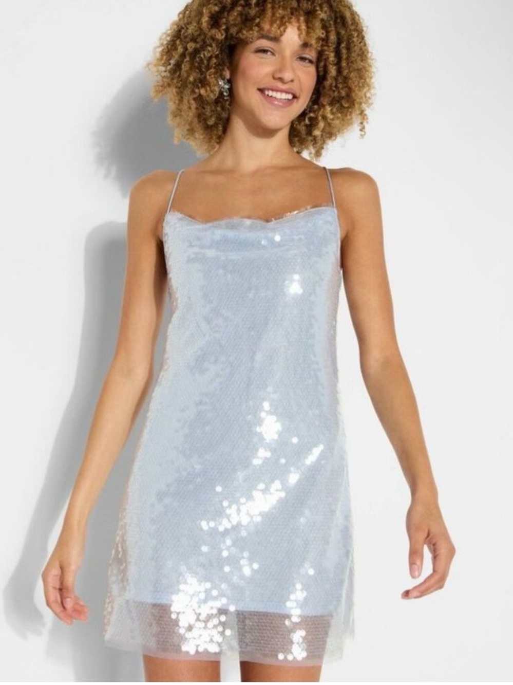 wild fable Light Blue Sequin Slip Dress